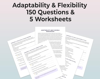 Adaptability Therapy Questions Pack Rigidity Perfectionism Overcontrol Flexible Thinking Emotional Suppression Worksheets Printable PDF