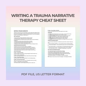 Writing a Trauma Narrative – Printable Worksheet for Emotional Expression PTSD Healing and Guided Reflection in Therapy or Self Work