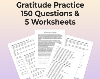 Gratitude Practice Therapy Questions 150 Counseling Prompts 5 Printable Worksheets Self Compassion Emotional Resilience Therapist Resource
