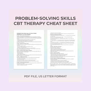 CBT Cheat Sheet Problem Solving Framework for Clients Therapy Coaching Printable Strategy to Reduce Avoidance Improve Decision Making