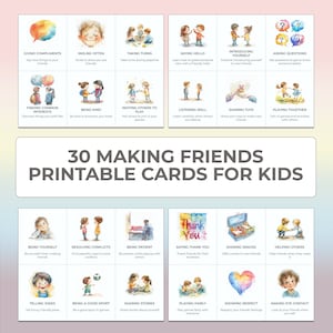 Making Friends Therapy Cards Kids Printable Psychotherapy Game Children Social Skills Mental Health Support Therapist Classroom Resource