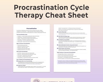 Procrastination Cycle Guide Stop Delaying Task Avoidance Productivity Focus Motivation Time Management CBT Therapy Cheat Sheet Printable PDF