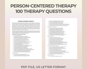 Hoja de trabajo con preguntas para la terapia centrada en la persona, indicaciones para la autorreflexión, conciencia emocional, desarrollo de la autoestima y herramienta de exploración de valores (PDF).