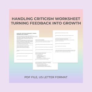Handling Criticism Self Development Printable Therapy Worksheets Emotional Resilience Growth Mindset Therapy Coaching Communication Skills