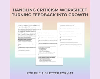 Handling Criticism Self Development Printable Therapy Worksheets Emotional Resilience Growth Mindset Therapy Coaching Communication Skills