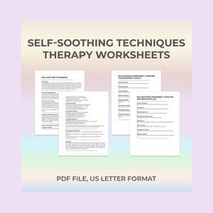 Self Soothing, Coping Skills, Calming Worksheet, Anxiety Support, Stress Relief, Emotional Safety, Therapist Tool, Therapy Worksheet