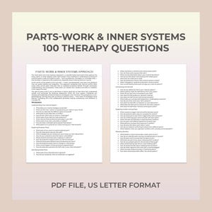 Parts-Work Therapy Questions Self-Leadership, Self-Compassion Emotional Healing, Inner Harmony, Trauma Recovery, Burden Release