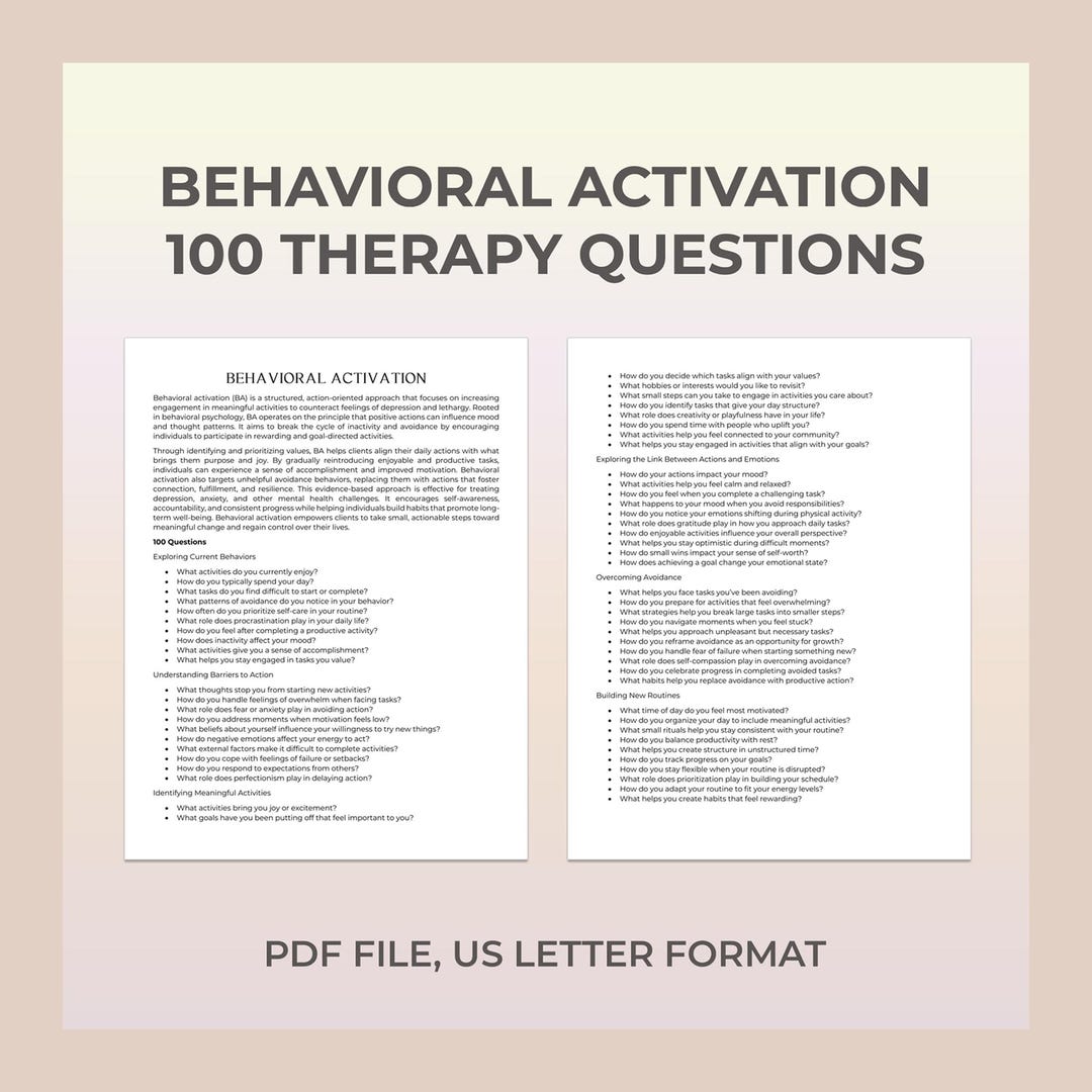 Behavioral Questions Project Behavioral Activation Questions, Motivation, Meaningful Activities ...