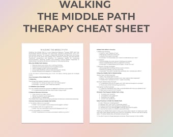 Walking the Middle Path Therapy Chart Sheet Dialectical Skills Emotional Regulation Wise Mind Validation Flexible Thinking Teen Printable