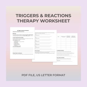 Werkblad therapie emotionele triggers, reactietracker, werkblad trauma, tool zelfbewustzijn, therapiedagboek, stemmingstracker, geestelijke gezondheid