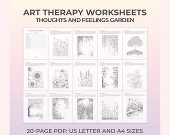 Folha de exercícios de arteterapia, colorir com atenção plena, desafio de pensamentos, arteterapia cognitivo-comportamental, páginas para colorir terapêuticas, atividade terapêutica, livro de exercícios de arteterapia