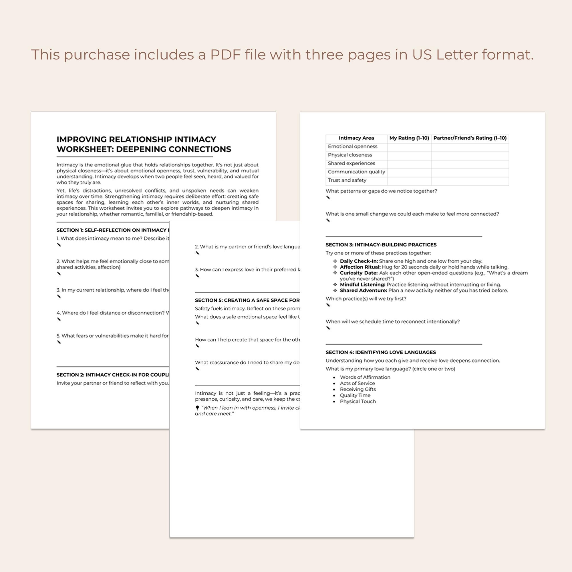 Relationship Building Printable Connection Worksheets for Couples ...
