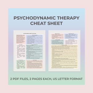 Hoja de referencia de terapia psicodinámica, Enfoque psicodinámico, Hoja de terapia imprimible, Hoja para terapeutas, Ayuda para terapeutas, Hoja de referencia en PDF