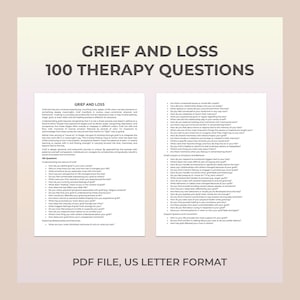 Therapy Questions for Grief Recovery, Coping with Loss, Emotional Healing, Grief Therapy, Mental Health, Grief Support, Resilience Building