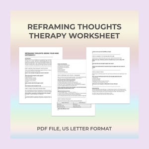 Reframing Thoughts, Cbt Worksheet, Mental Health Aid, Therapy Printable, Emotional Insight, Cognitive Shift, Thinking Traps, Thought Reframe