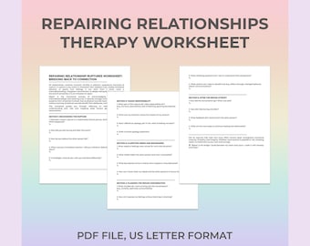 Repairing Relationship Ruptures Printable Communication Worksheets Emotional Skills Therapy Coaching Connection Healing Reflection Tool