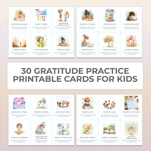 Dankbarkeitstherapie Karten für Kinder druckbare Psychotherapie-Tool Kinder Positives Denken Emotionales Bewusstsein Schule Ratgeber Klassenzimmer PDF