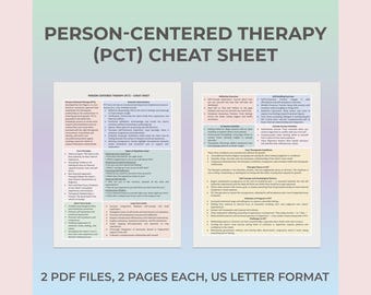 Person-Centered Therapy, Humanistic Therapy, Counseling Tool, Therapist Aid, PCT Guide, Self-Worth, Inner Growth, Therapy Cheat Sheet PDF