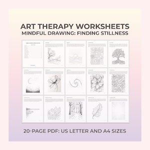 Kunsttherapie-Blätter, Achtsame Färbung, Achtsamkeitskunst, therapeutisches Zeichnen, kreative Therapie, Kunsttherapie für psychische Gesundheit, beruhigende Aktivitäten