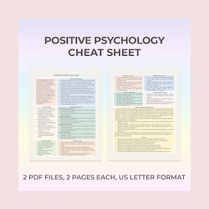 Positive Psychology Cheat Sheet, Strengths Therapy, Mental Health Tool, Coaching Resource, Psychology Printable, Therapist Aid, PDF file