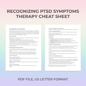 PTSD Symptoms Printable – Trauma Response Cheat Sheet for Flashbacks Dissociation Emotional Awareness and Nervous System Regulation