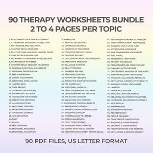 Therapy Worksheets Bundle PDF – 90 Printable Tools for CBT Dbt ACT Mindfulness and Emotional Healing – Mental Health Workbook for Growth