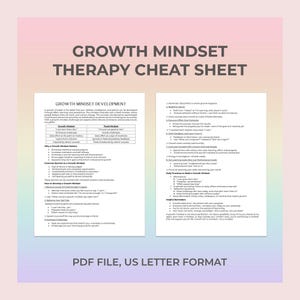 Wachstum Mindset Therapie Spickzettel druckbare Arbeitsblatt Übungen Reframing Tipps Positives Denken Coaching Tool Ratgeber Ressourcen Journal