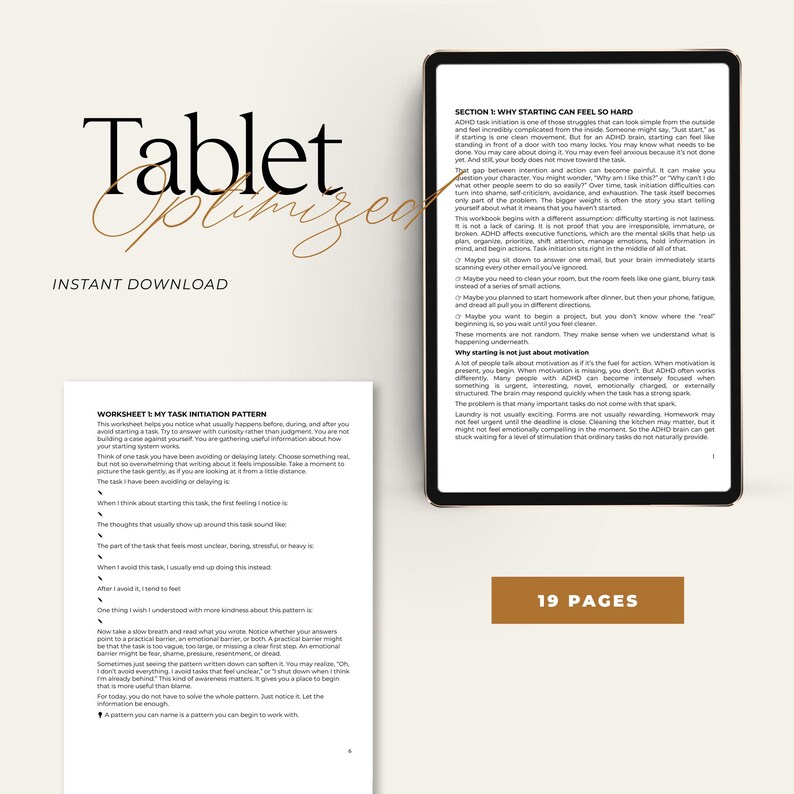 ADHD Task Initiation Workbook Executive Function Worksheets ...