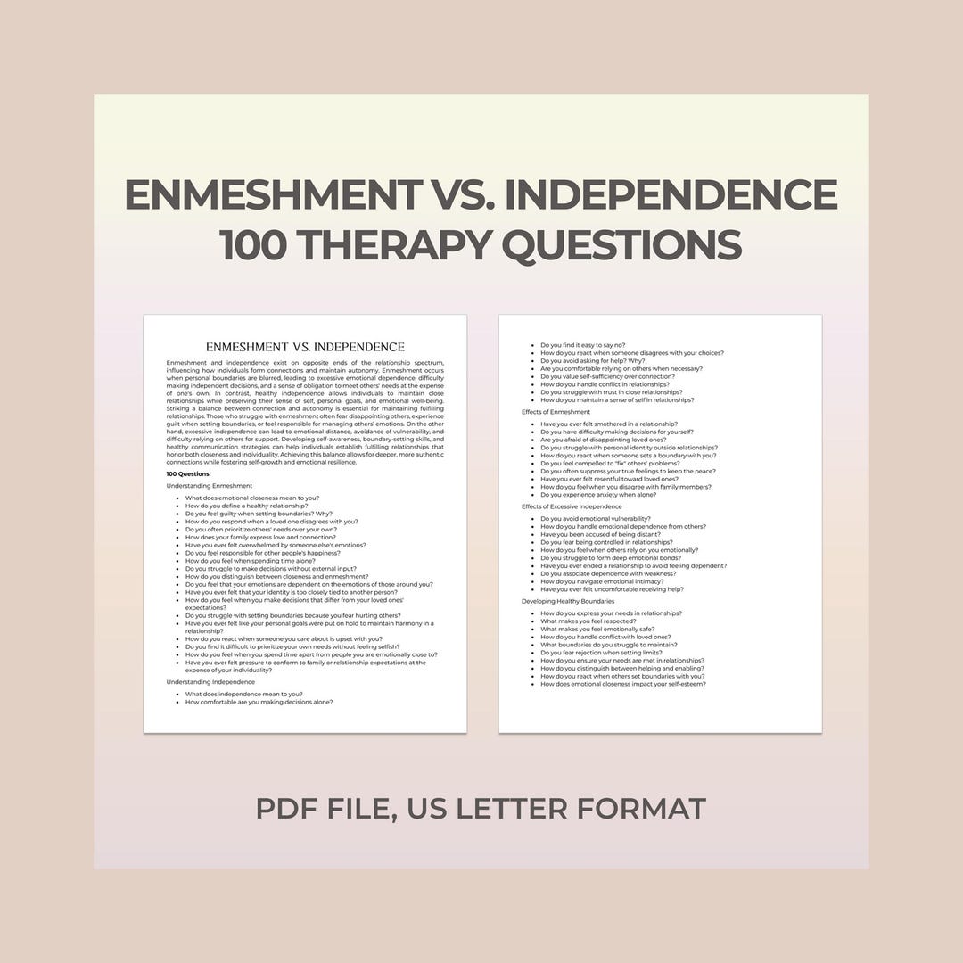 Autonomy Questions Therapy Questions for Enmeshment Vs Independence, Autonomy ...