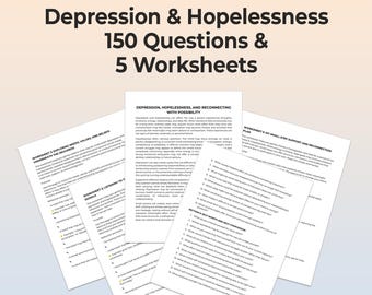 Depression Therapy Questions Pack 150 Counseling Prompts 5 Worksheets Hopelessness Self Compassion Coping Skills Behavioral Activation PDF