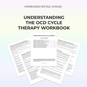 以下が含まれることがあります： Understanding the OCD Cycle Therapy Workbookというタイトルの18ページのハイパーリンク付きPDFセラピーワークブック。このドキュメントには、目次と、サイクルや練習計画に焦点を当てたテキストを含むさまざまなワークシートが含まれています。