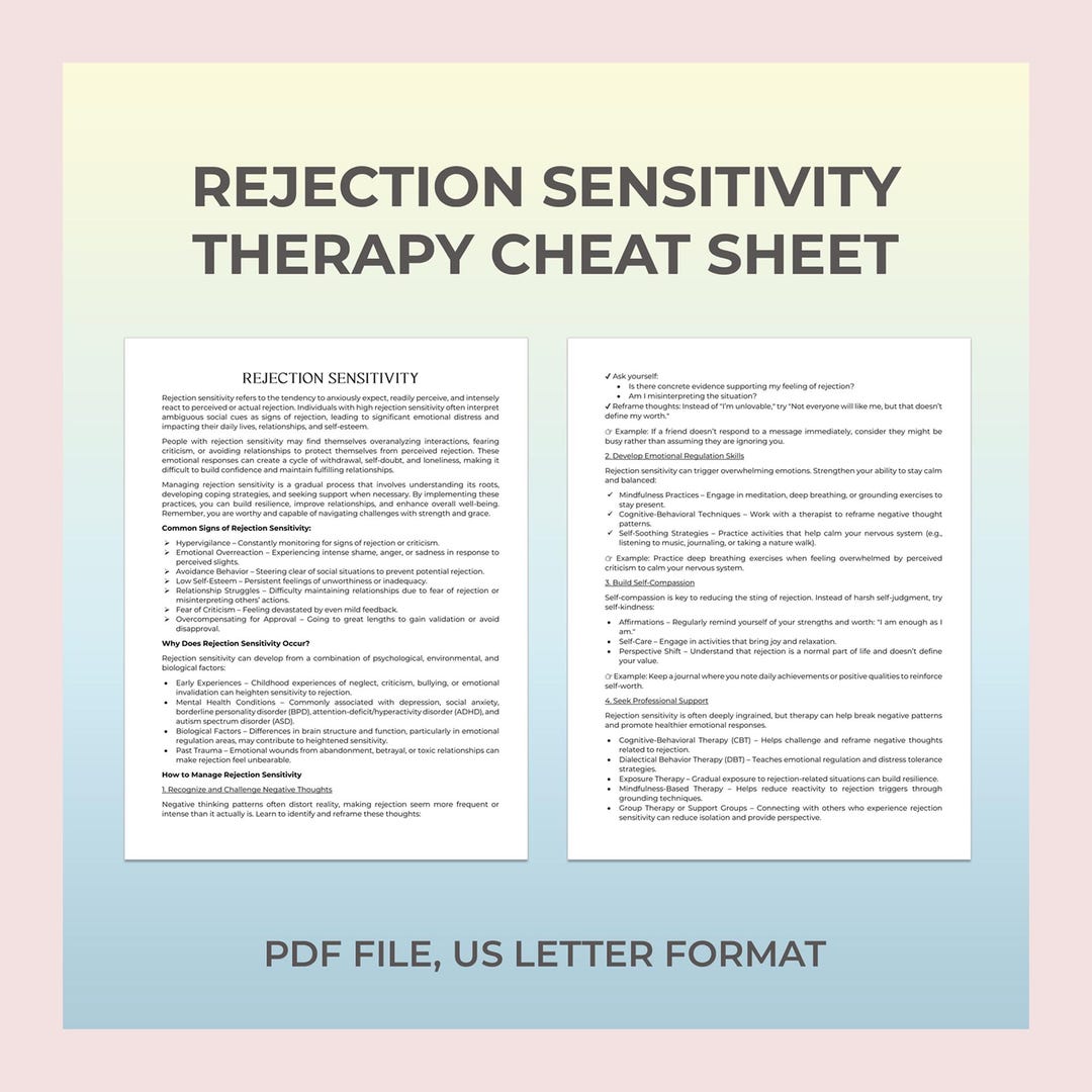 Rejection Separation Worksheet.pdf Rejection Sensitivity, Rejection Dysphoria, ADHD Rejection, Rejection ...