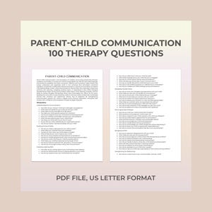 Parent-Child Communication Questions, Listening Skills, Open Dialogue, Emotional Safety, Connection, Effective Communication, Therapy Sheet