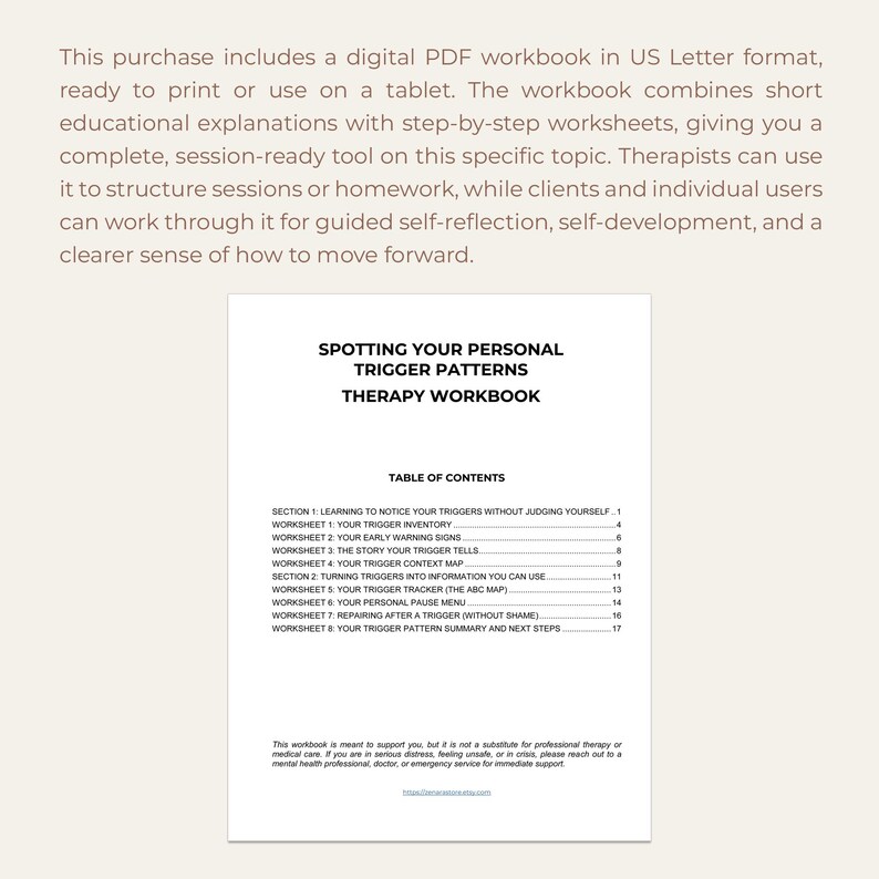 Personal Trigger Pattern Workbook Map Signals Thoughts Reactions Pause ...