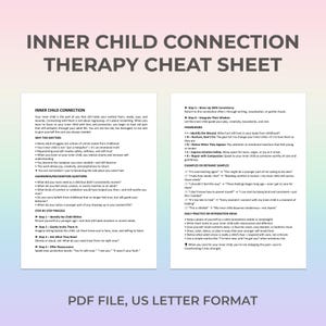 Inner Child Connection – Printable Therapy Worksheet for Reparenting Self Love Childhood Healing and Emotional Awareness in Trauma Work