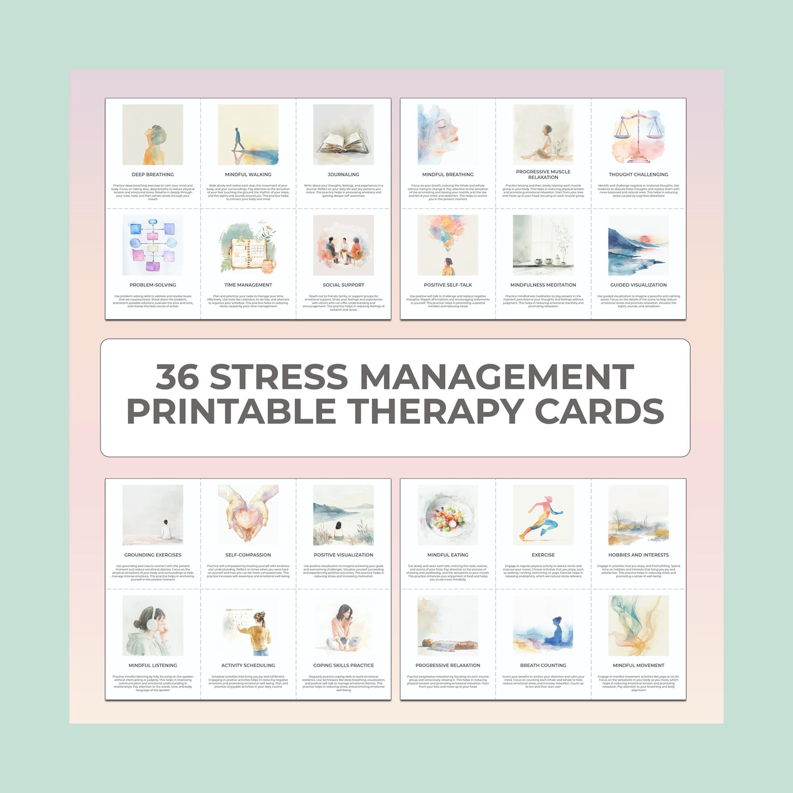Stress Management CBT Therapy Cards Printable Cognitive Behavioral ...