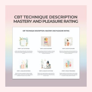 CBT Worksheets, Mastery and Pleasure Rating, Cognitive-Behavioral Therapy, Mental Health, Therapy Technique, Therapy Worksheets