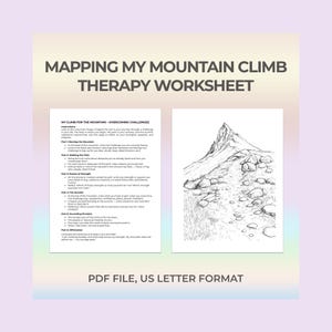 Overcoming Challenge Worksheet Printable Mountain Climb Self Reflection Therapy Coaching Clients Resilience Personal Growth Journaling Tool