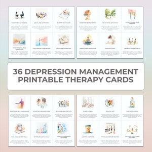 Cartões de terapia cognitivo-comportamental para gerenciamento da depressão, planilhas de terapia cognitivo-comportamental e interpessoal para impressão para cura emocional em PDF
