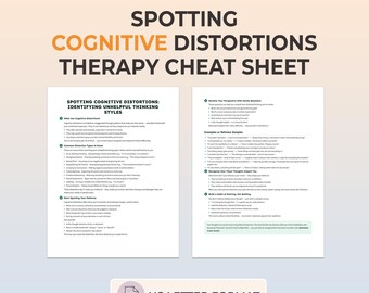 Cognitive Distortions Cheat Sheet CBT Thinking Errors Thought Traps Negative Self Talk Reframing Core Beliefs Therapy Printable PDF Guide