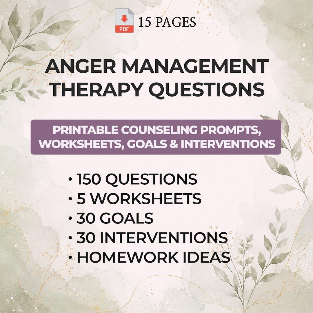 Therapy Questions for Anger Management Emotional Control Frustration ...