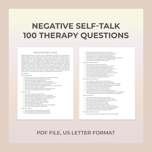 Negative Self-Talk Therapy Questions, Inner Critic, Self-Esteem, Cognitive Reframing, Self-Compassion, Inner Dialogue, Therapy Worksheet