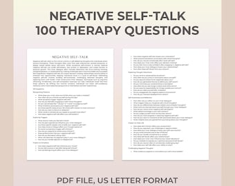 Negative Self-Talk Therapy Questions, Inner Critic, Self-Esteem, Cognitive Reframing, Self-Compassion, Inner Dialogue, Therapy Worksheet