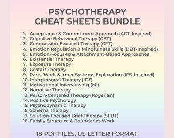 Paquete de guías prácticas de terapia en PDF: TCC, ACT, esquemas, terapia de motivación introvertida familiar, SFBT. Guías imprimibles para terapeutas, estudiantes y profesionales clínicos.
