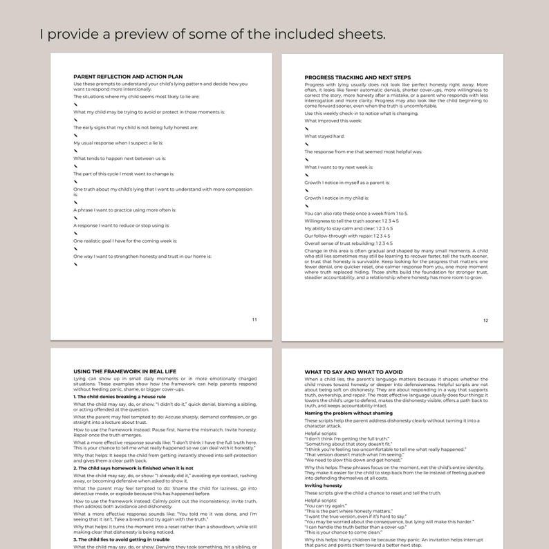 Parent Script Parent Scripts for Lying Printable PDF Honesty Trust Building Guide ...