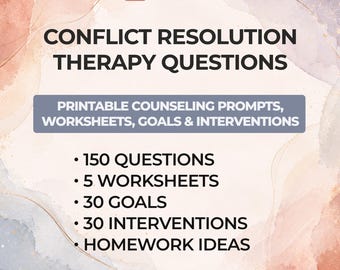 Conflict Resolution Therapy Questions Communication Worksheets Couple Counseling Prompt Relationship Repair Clinician Resource Printable PDF