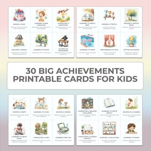 Tarjetas de terapia para grandes logros para niños. Juego de psicoterapia imprimible. Herramienta de motivación para el desarrollo de la confianza infantil. PDF.