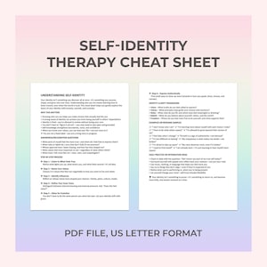 Cheatsheet voor identiteitstherapie voor tieners voor zelfontdekking Reflectie Schoolbegeleiding Groeiondersteuning Persoonlijke waarden Bewustzijn Emotionele gids