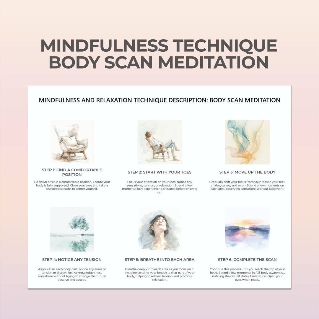 Body Scan Meditation Mindfulness Therapy Worksheet Relaxation Body Scan Meditation Mindfulness Therapy Worksheet Relaxation