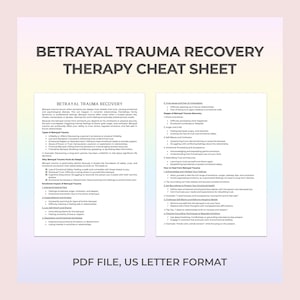 Hoja de trucos para la terapia del trauma por traición, recuperación de la confianza, sanación emocional, sanación de relaciones, seguridad emocional, desarrollo de la autoestima